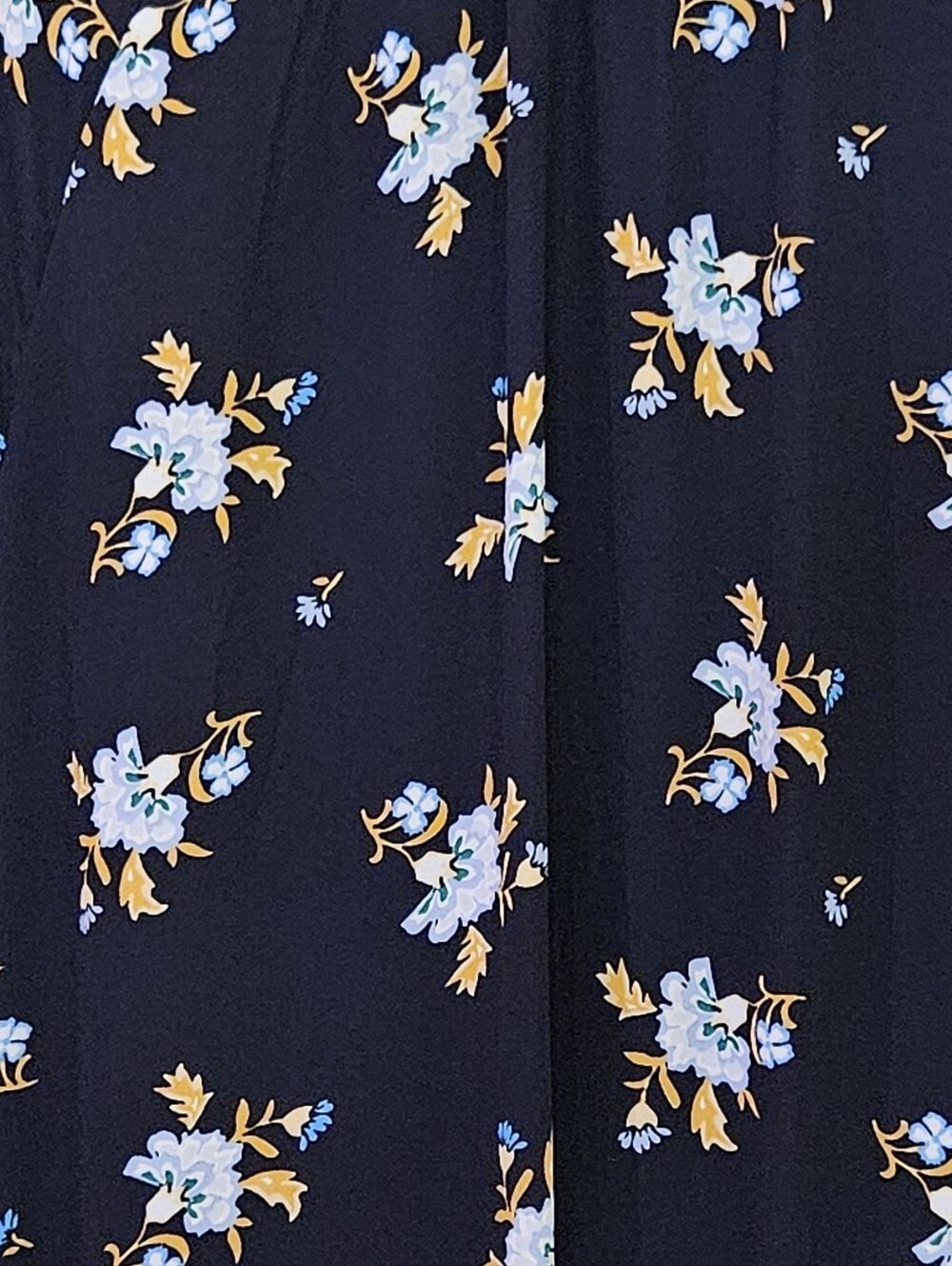 LOFT Navy Blue Multi-Color Floral Long Sleeve Midi Dress, X-Large - Picture 15 of 16
